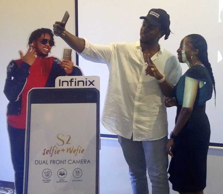 Testing out S2 – Runtown and Olamide Amosun,Communication Manager of Infinix Mobility.
