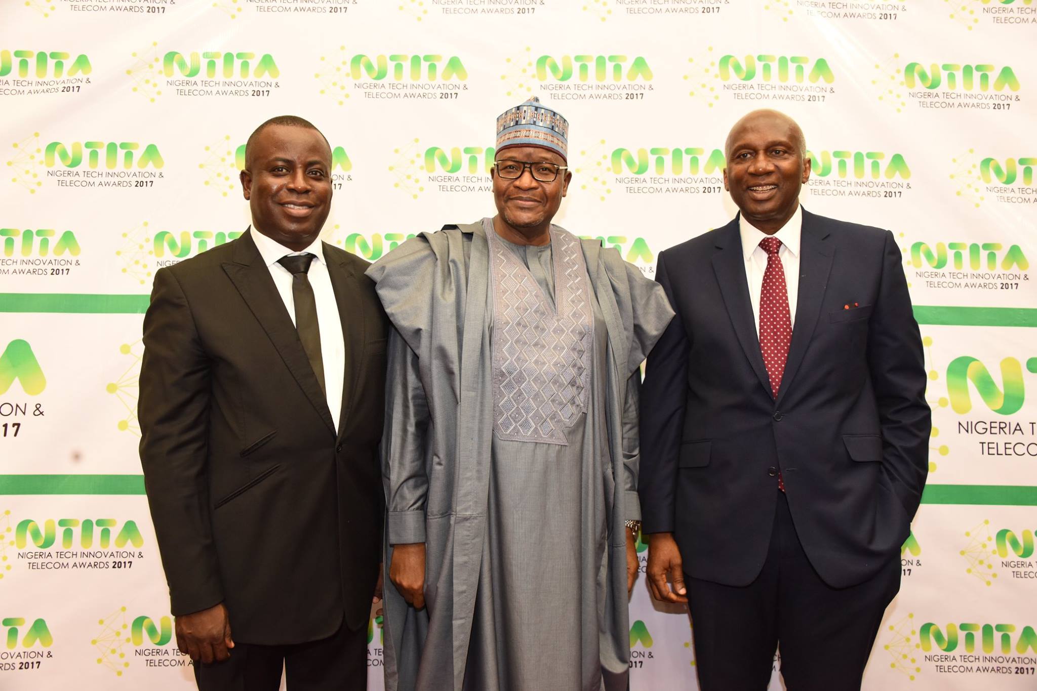 Olusola Teniola of ATCON; Prof. Umar Garba Danbatta, EVC of NCC and fmr EVC of NCC Ernest Ndukwe at the NTITA 2017