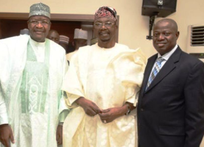 At NCC Code of Corporate Governance Workshop in Kano. L-R: Prof. EVC of NCC, Umar Danbatta,Chairman, NCC, Senator Olabiyi Durojaiye, and Commission's Secretary, Mr. Felix Adeoye