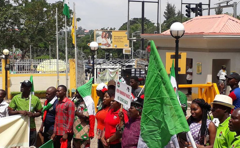 NLC picketing MTN Nigeria.Image: Hyve.ng