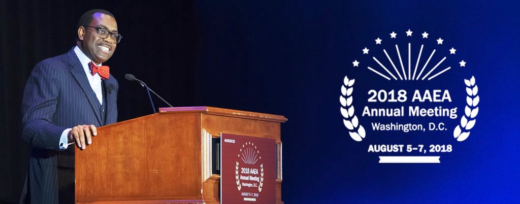 Akinwumi Adesina of AfDB at the 2018 Agricultural and Applied Economics Association Annual Meeting in Washington, D.C.