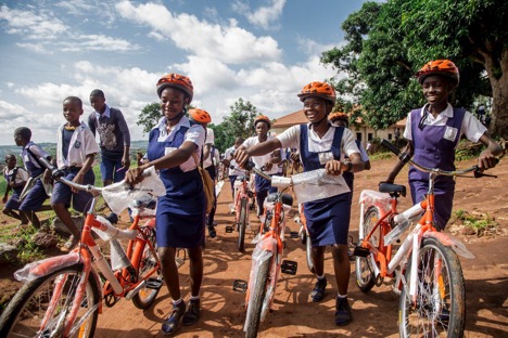 School children in Enugu State with their GTBank CARES bicycle