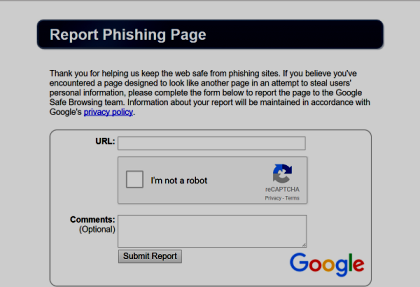 Google phishing websites