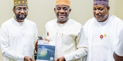 Minister of Education, Dr. Maruf Tunji Alausa (middle); Perm l. Secretary, Dr. Nasir Sani Gwarzo (right); DG NITDA, Kashifu Inuwa Abdullahi (left)