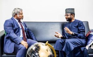 Director General of NITDA, Kashifu Inuwa CCIE, in a strategic engagement with the Vice Chancellor of the Federal University of Environment and Technology (FUET) Professor Prince Chinedu Mmom